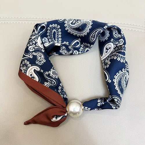 Elegant Pearl Tail Magnetic Clasp Scarf Summer New Versatile