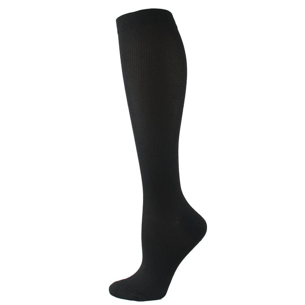6 Pairs Solid Color Compression Socks Nurse Compression Socks Black