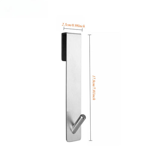 1-2pcs Stainless Steel Non Perforated Glass Door Hook, Portable