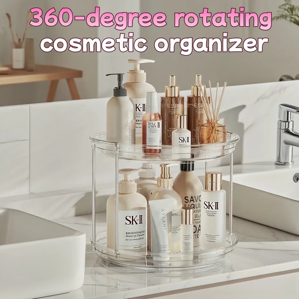 360 Rotating Makeup Organizer Multi Layer Storage Rack Transparent
