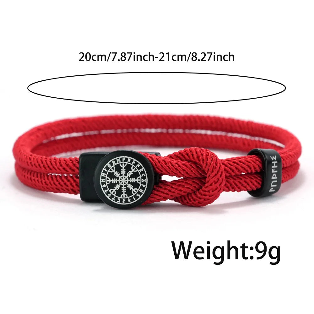 Viking Rune Amulet Rope Bracelet for Men Women Handmade Braided