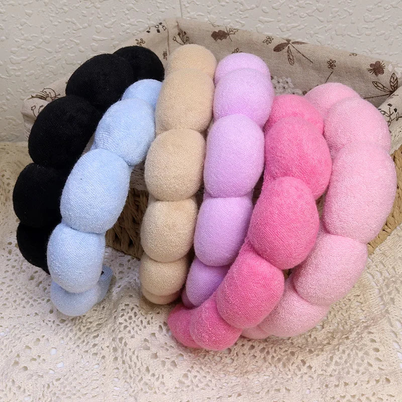 Fashion Microfiber Washing Wristbands Scrunchies Puffy Headband Spa