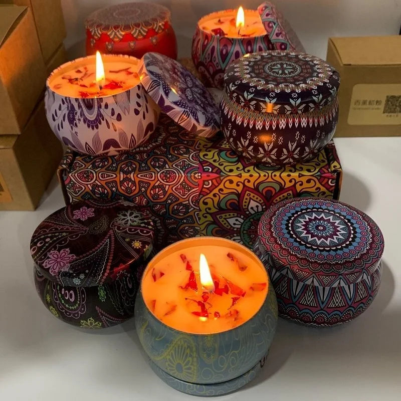Vintage Scented Candles Soy Wax Candle Jars Flower Fragrance
