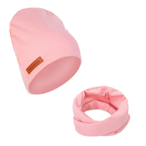 2Pcs/Lot Faux Cashmere Baby Turban Hats Scarf Set Newborn Kids Leather