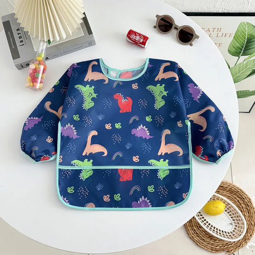 Waterproof Full Sleeve Baby Bibs Children Apron Long Sleeve Feeding