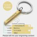 3D Bar Stainless Steel Personalize Keychains Engrave Text Name Date