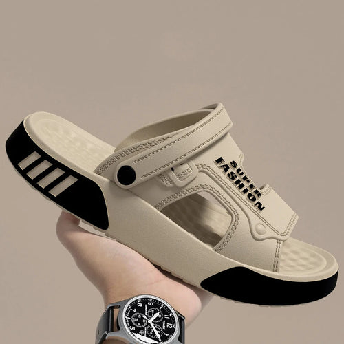 SHAJI Men Slippers Summer EVA Soft-soled Platform Slides Sandals