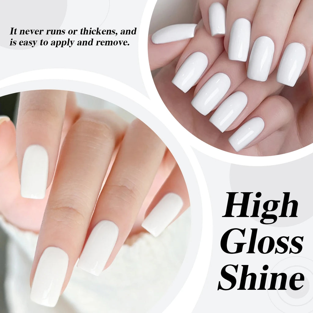 Hassleless 15ml White Gel Nail Polish, French Extension, Requires Uv