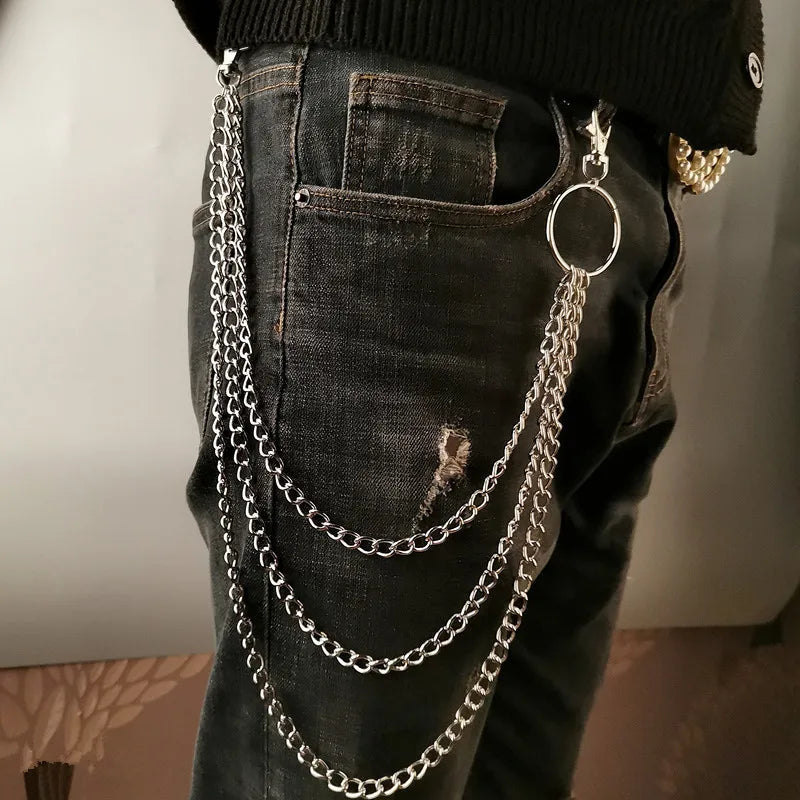 Metal Belt Chain HipHop Rock Punk Hook Trousers Pant Waist Link Metal