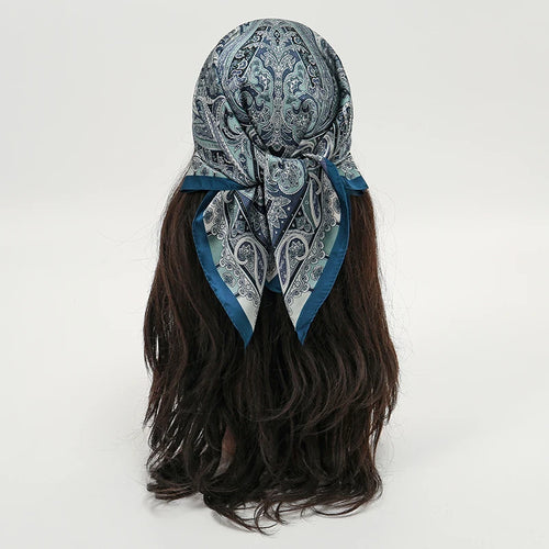 Bohemian Style Floral Print Women’s Square Silk Scarf Satin Head Wrap