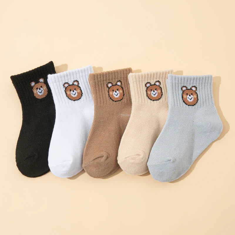10 Pairs Cute Little Bear Casual Short Elastic Mid-Calf Socks, baby