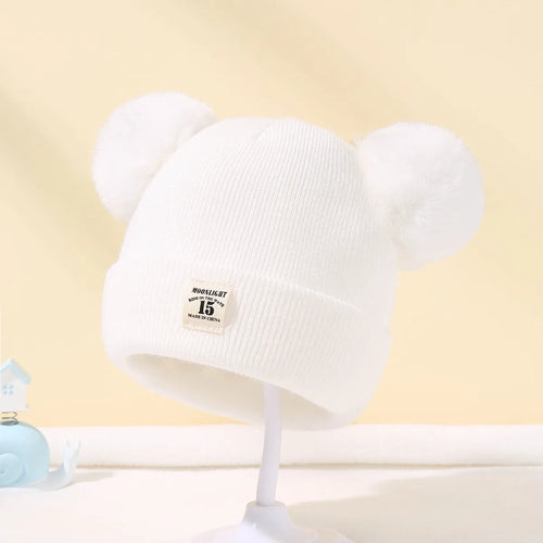 Autumn Winter Baby Warm Knitted Hats With Pom Kids Knit Beanie Hat