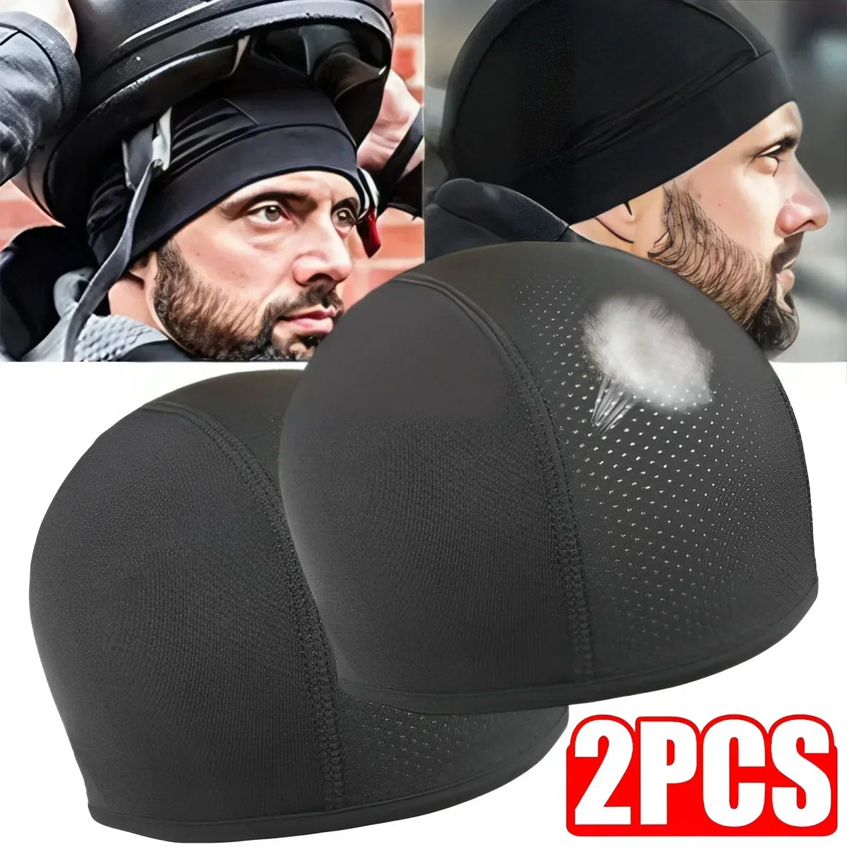Skull Cap Helmet Liner Beanie, Cooling Mesh Cycling Running Hat For
