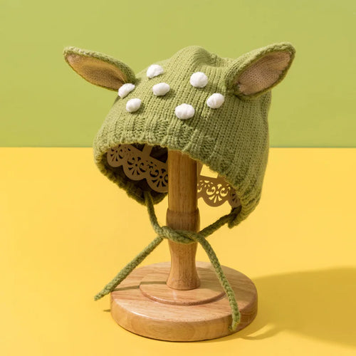 Cute Cartoon Baby Ear Protection Cap Winter Warm Infant Woolen Knitted