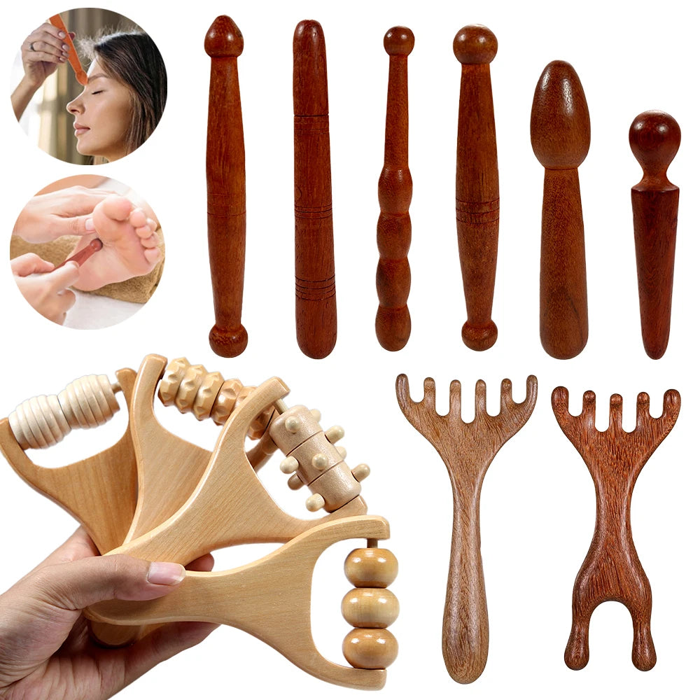 1Pcs Wooden Massage Roller Reflexology Sticks Foot Hand Massage Stick