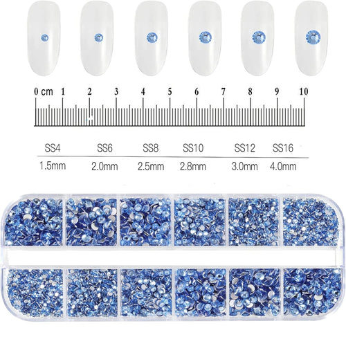 12Grids Mixed Mini Christmas Gems Nail Charms 2mm Luxury Crystal Nail