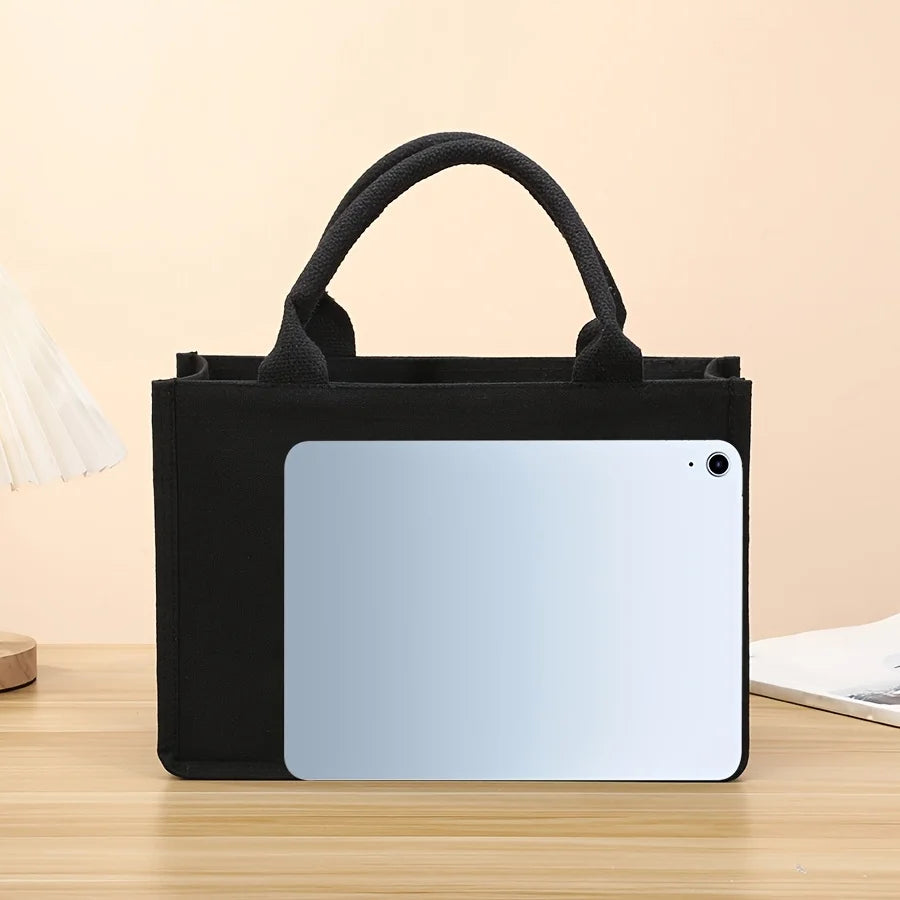 Leisure thickened handheld canvas tote bag black three-dimensional men