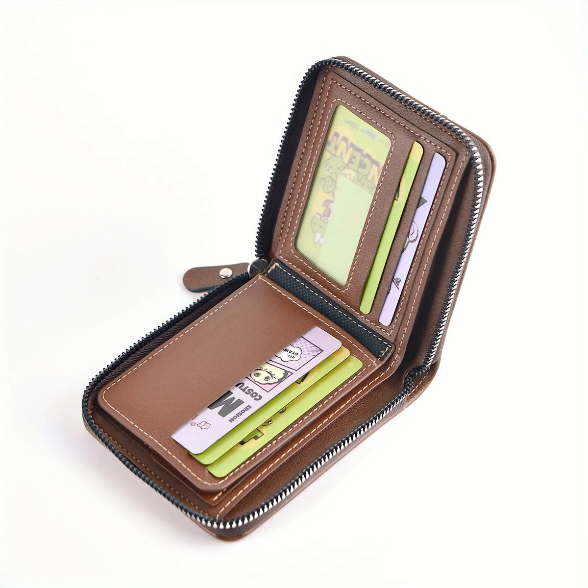 Men's Wallet Made of PU Wax Oil Skin Purse for Men Coin Purse Short