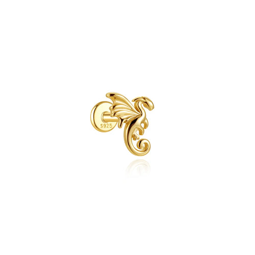 AIDE 1PC 925 Sterling Silver Lucky Red Koi Piercing Earring For Women