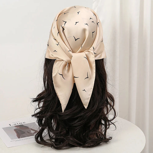 Bohemian Style Floral Print Women’s Square Silk Scarf Satin Head Wrap