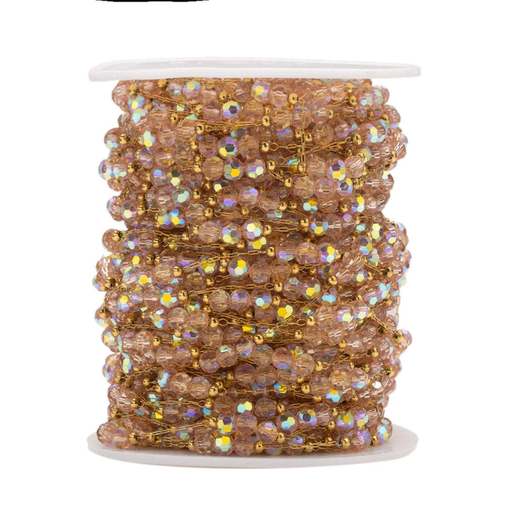 1Meter Stainless Steel Colorful Crystal Beading Chain for DIY