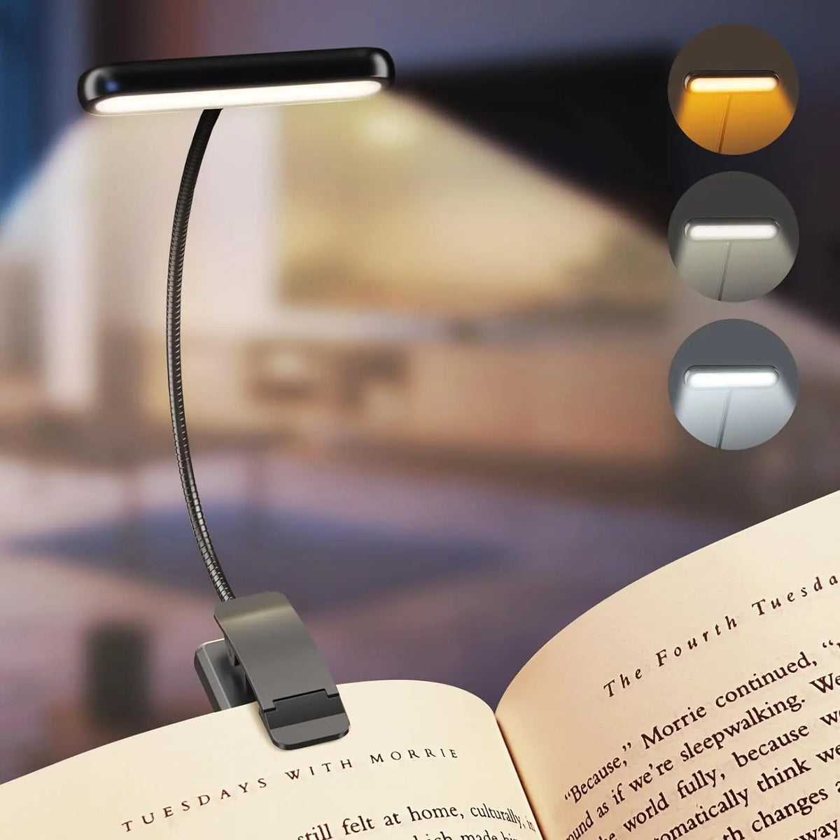 14 LEDs Book Light USB Rechargeable Reading Light Warm Cool White