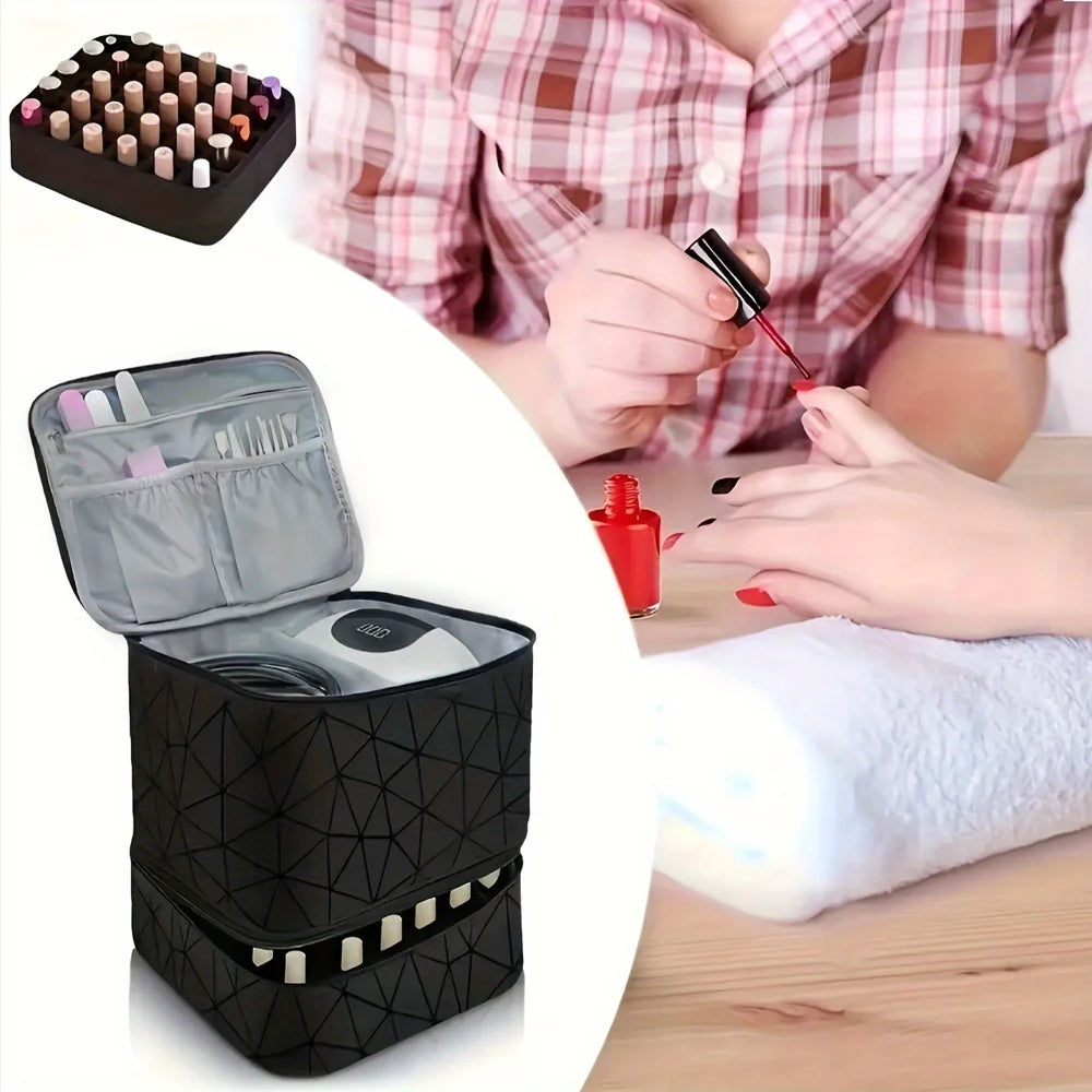 Double Layer Cosmetic Bag, Large Capacity Portable Travel Toiletry
