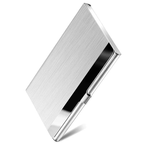 Premium Ultra Thin Stainless Steel Business Card Holder - Silver Metal