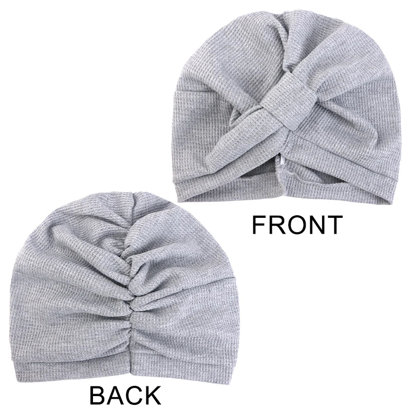 Women's headscarf hat breathable cotton thick waffle square headscarf
