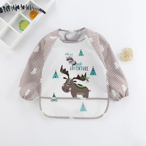Waterproof Full Sleeve Baby Bibs Children Apron Long Sleeve Feeding