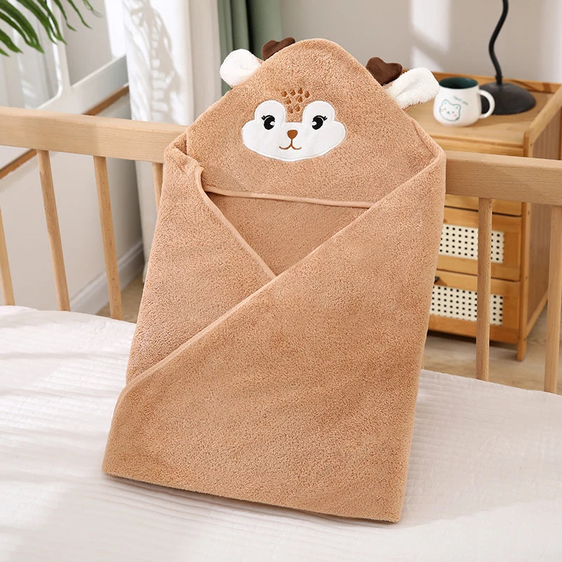 Baby Animal-Shaped Bathrobe, Quick-Absorbing Soft Hooded Bath Towel