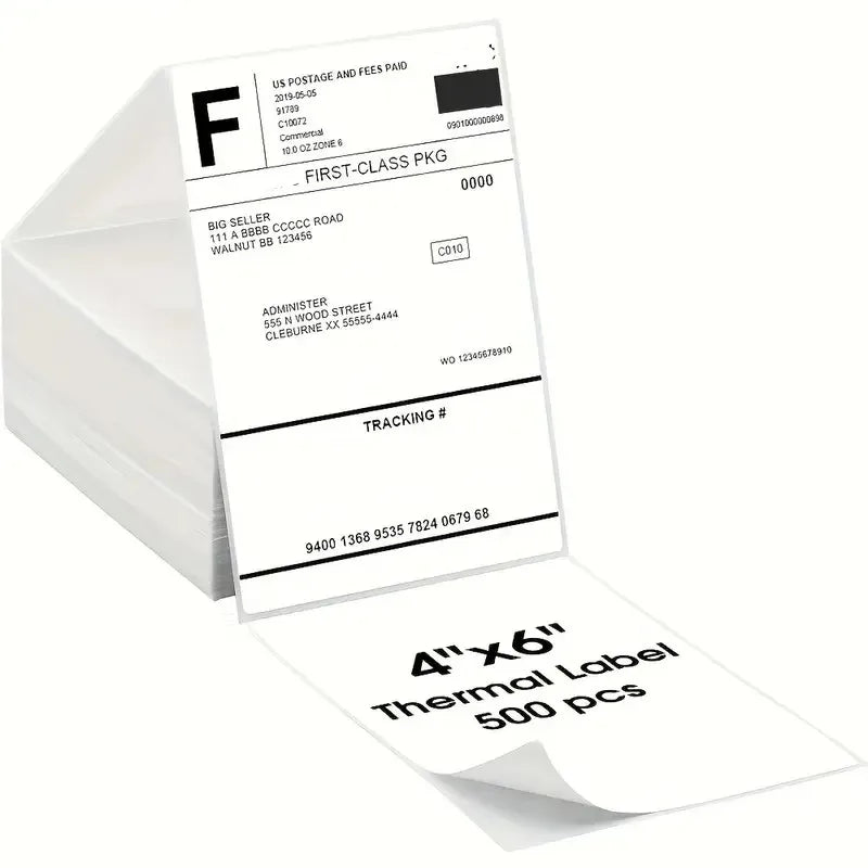 4x6 Inch Direct Thermal Labels 500 Labels Per Stacked Strong Adhesive