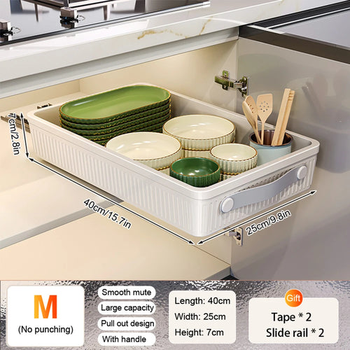 Pull Out Storage Tray Kitchen Sliding Cabinet Shelf with Slide Rails