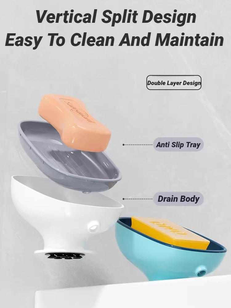 Self Draining Soap Holder Super Suction Cup Portable Storage Container