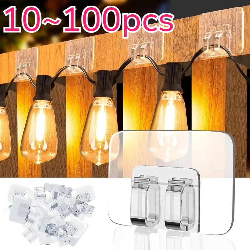 Outdoor String Light Clips, Strong Waterproof Adhesive Hooks