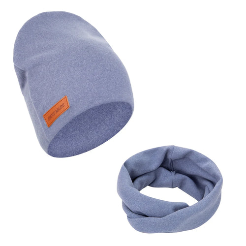 2Pcs/Lot Faux Cashmere Baby Turban Hats Scarf Set Newborn Kids Leather