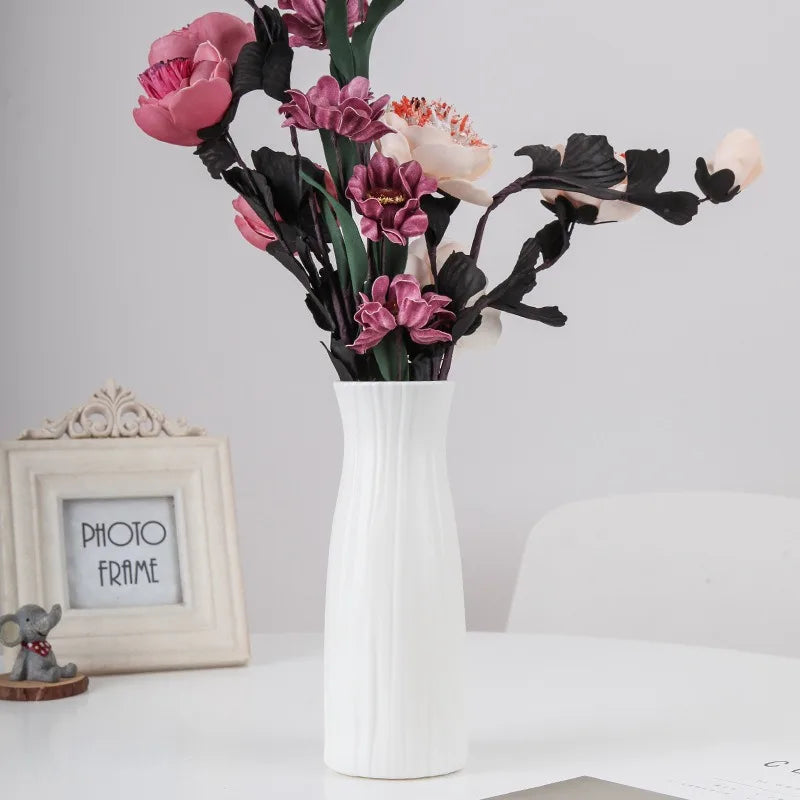 Nordic Flower Vase Minimalist Style Solid Color Plastic Pot
