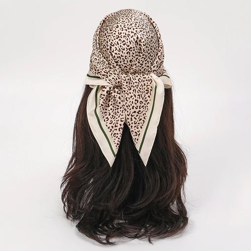Bohemian Style Floral Print Women’s Square Silk Scarf Satin Head Wrap