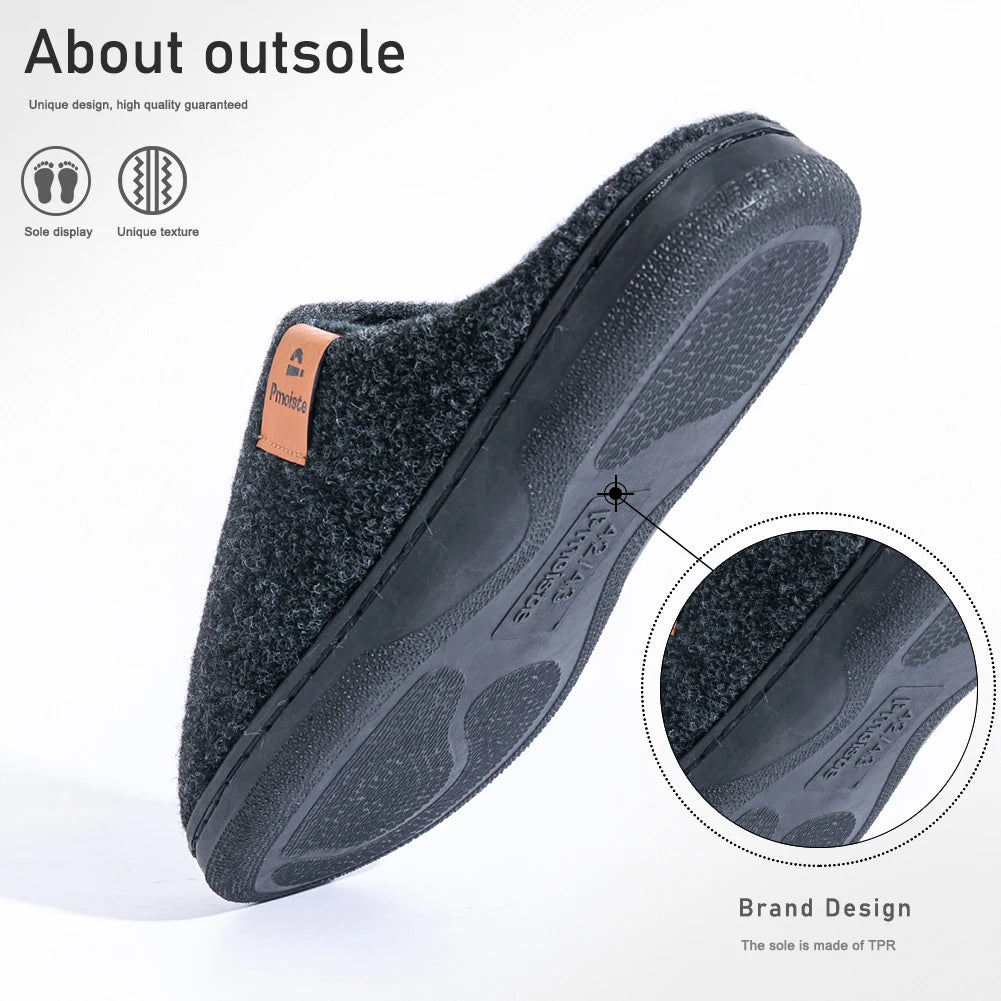 Winter Men Felt Platform  House Slippers Ultra Warm Cushion   Cozy