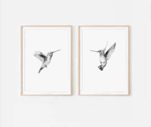 2pcs/set of Retro Hummingbird Animal Canvas Prints Minimalist Retro