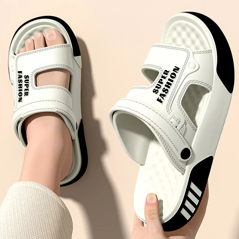 SHAJI Men Slippers Summer EVA Soft-soled Platform Slides Sandals