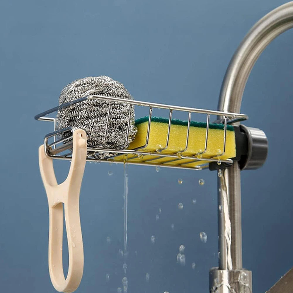 Kitchen Sink Drain Rack Sponge Storage Flexible Faucet Holder Soap