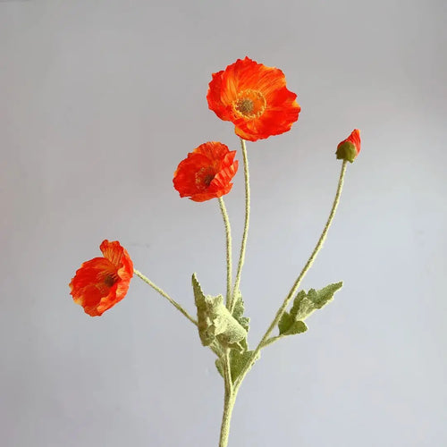 Artificial Flowers Fake Poppy Silk Flowers Long Stem Housewarming
