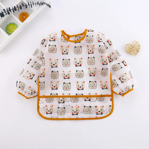 Waterproof Full Sleeve Baby Bibs Children Apron Long Sleeve Feeding