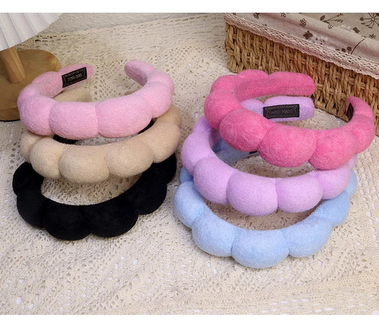 Fashion Microfiber Washing Wristbands Scrunchies Puffy Headband Spa