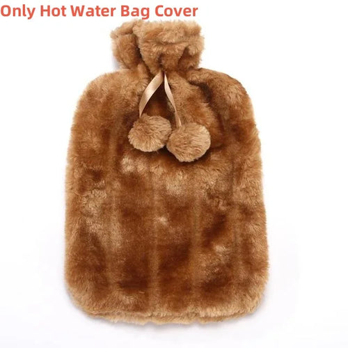 2L Hot Water Bottle Cover Rubber Hot Water Bags Winter Plush Hand