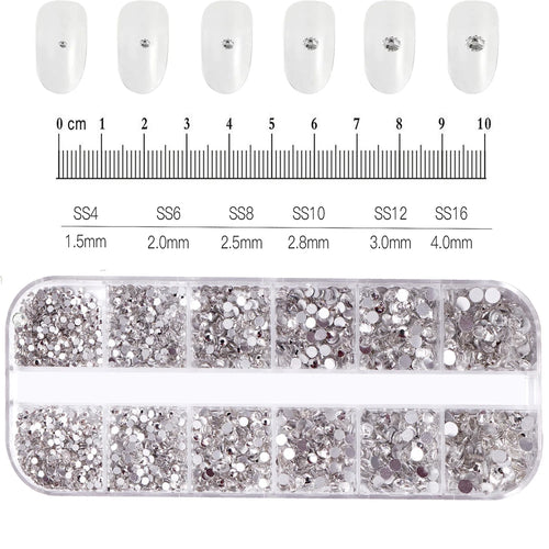 12Grids Mixed Mini Christmas Gems Nail Charms 2mm Luxury Crystal Nail