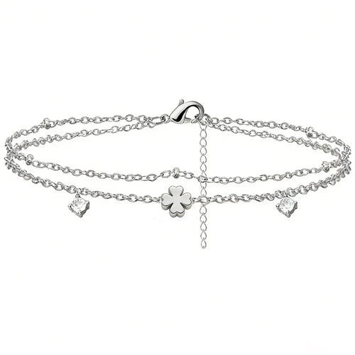 925 Sliver Plated CZ Anklet Bracelets for Women Girl Trendy New