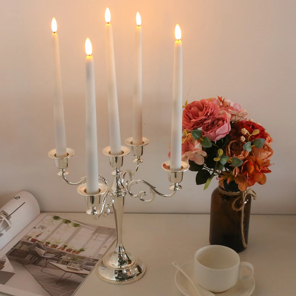 LED Flameless Taper Candles Flickering with 10-Key Remote 11" Battery