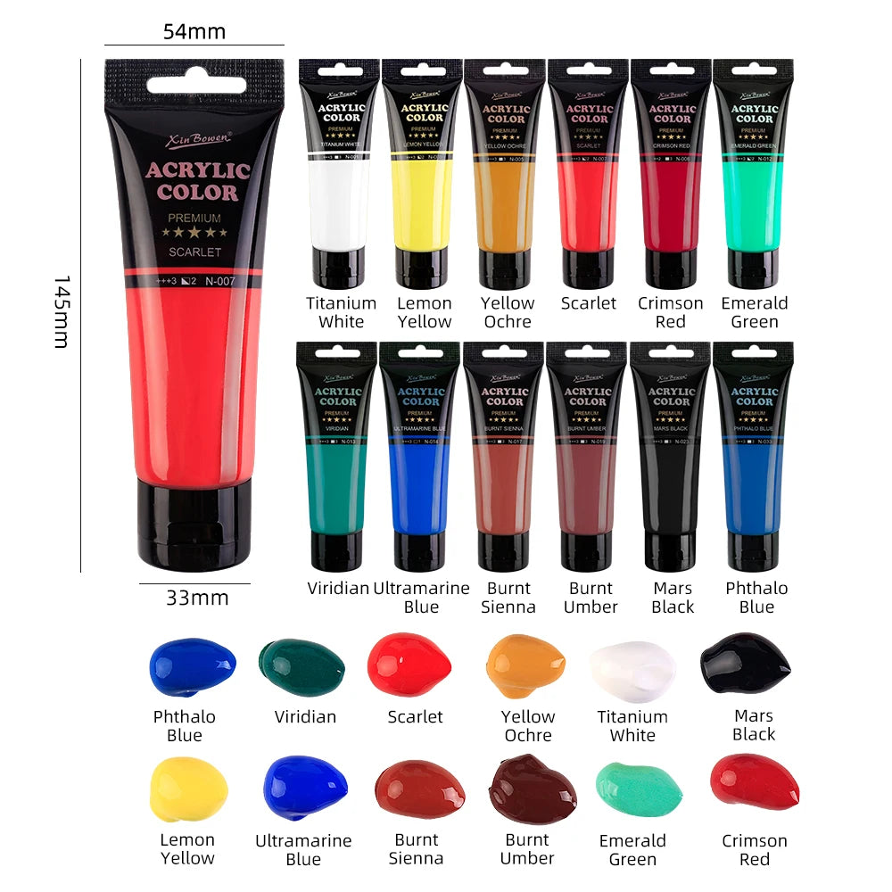 75ml Acrylic Paint for Wall Art Student DIY Graffiti Shoes Waterproof